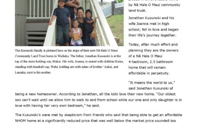 Nā Hale O Maui Places 35th Family in a Truly Affordable Home